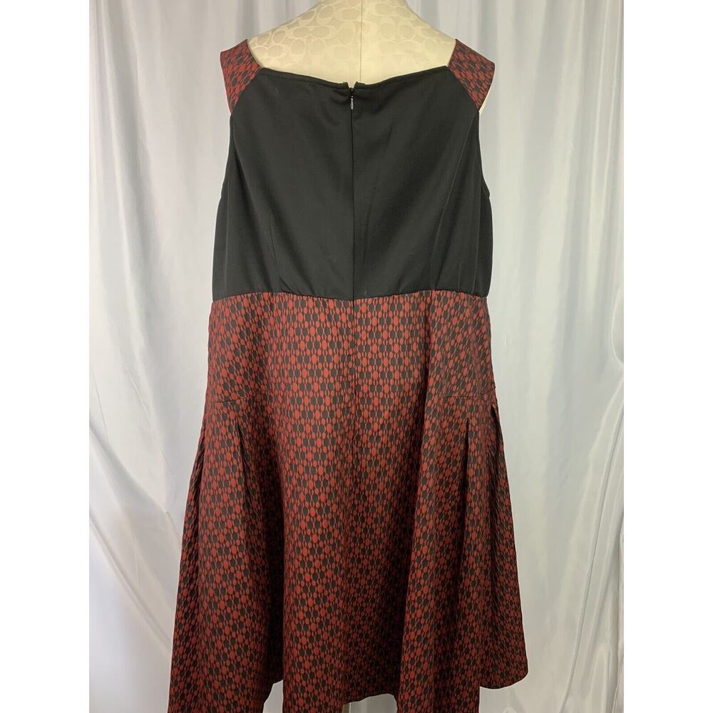 Size 20 Eloquii Midi Red Black Sleeveless Fit Flare Dress Plus Size - Picture 7 of 9